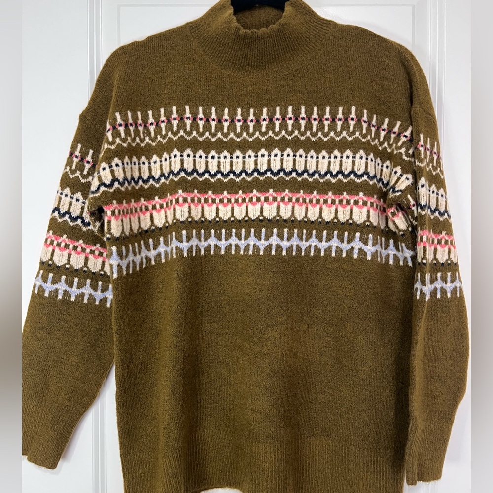Fat Face Olive Green Faire Isle Sweater